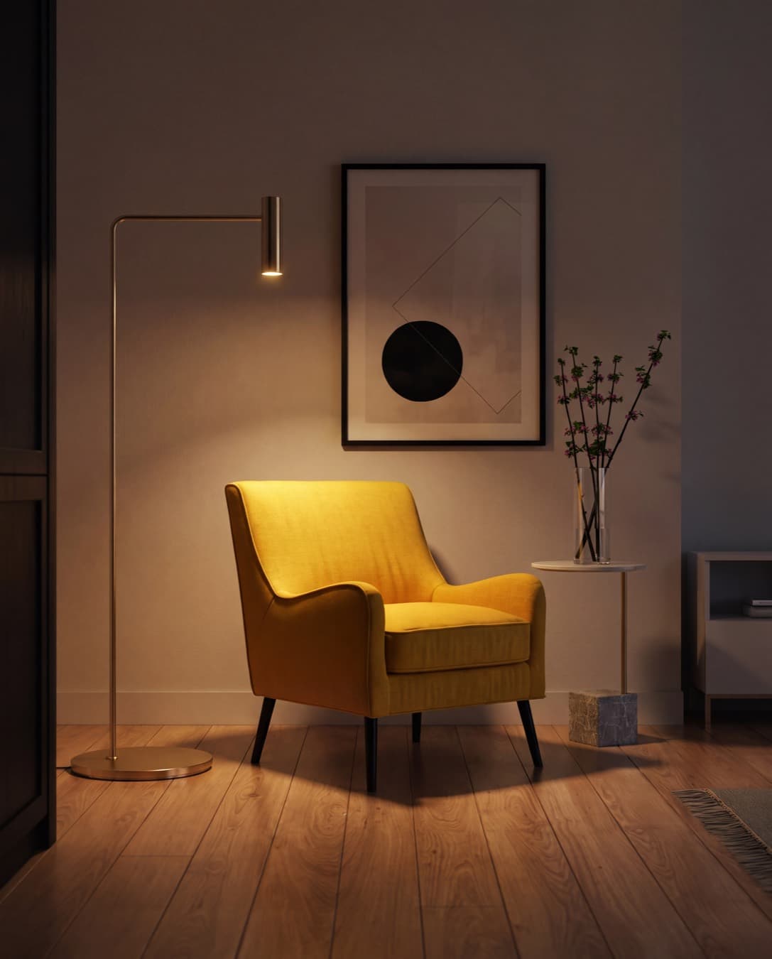 Day to Night — 03 · Yellow armchair — night